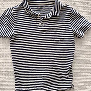 Mini Boden Navy and White Striped Polo Shirt